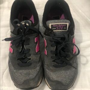 New Balance Women's Charcoal and Magenta Sneakers